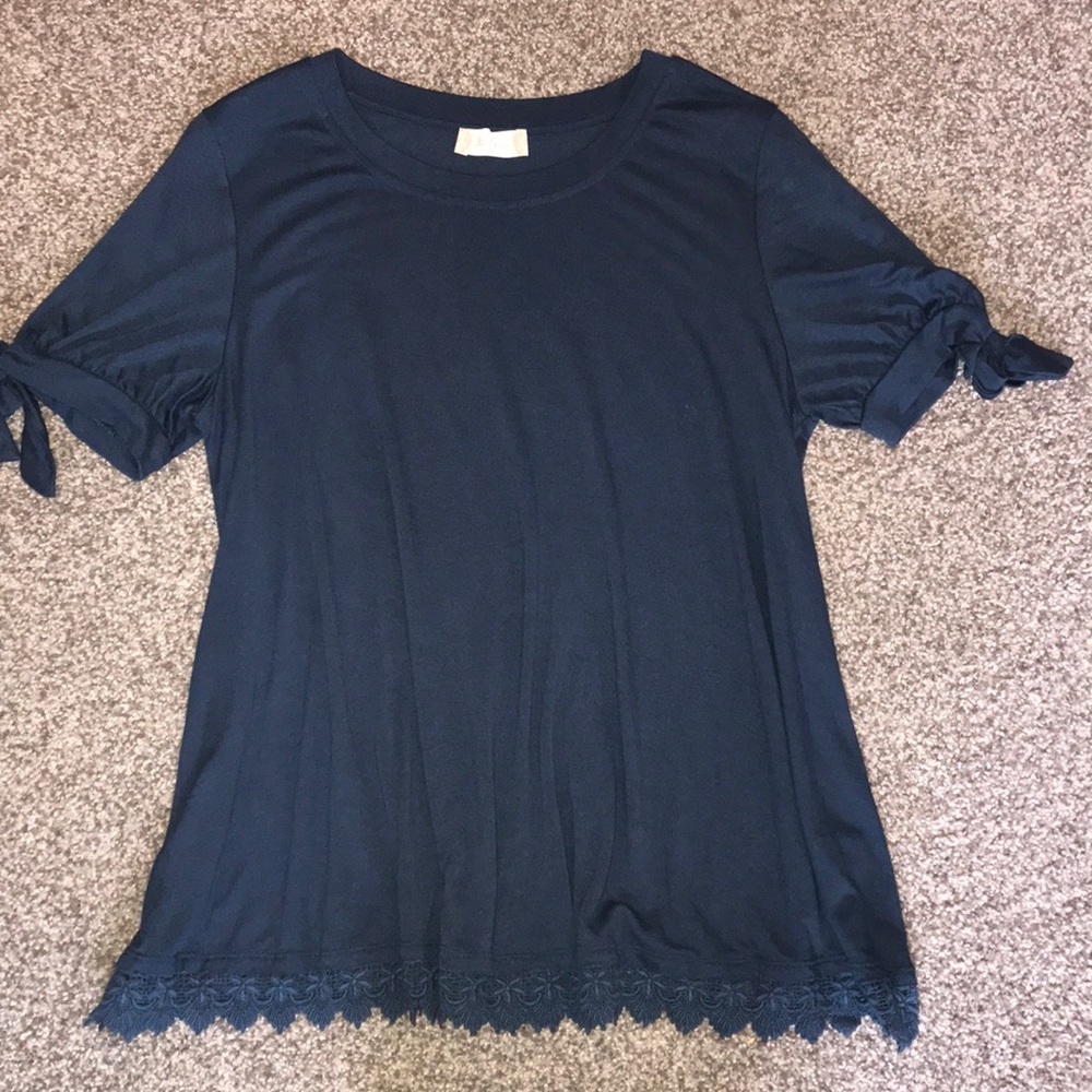 Altar’d State blue blouse with lace at bottom